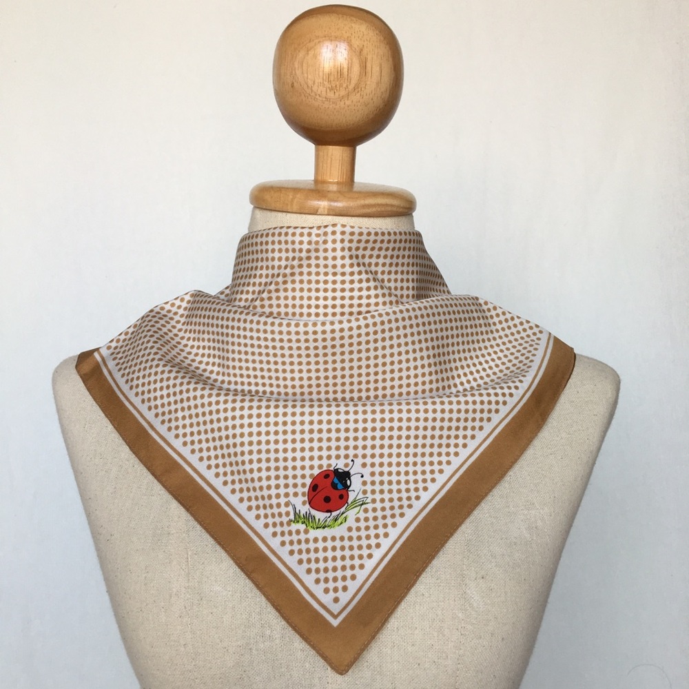 *$10 for 2 Vintage polka dots ladybug square scarf